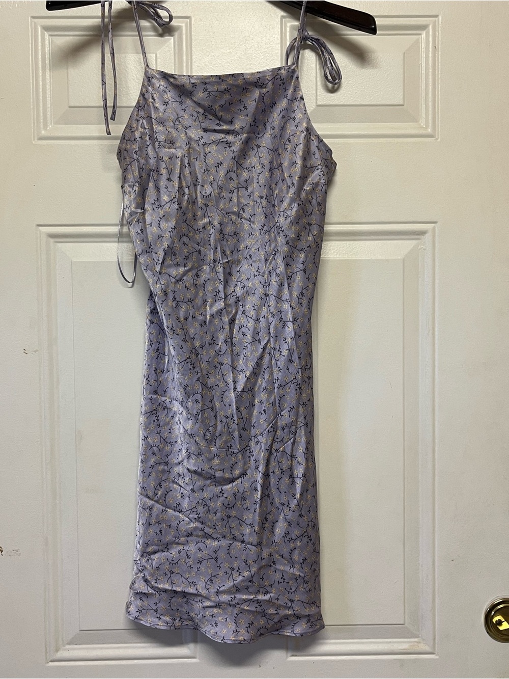 Lavender Floral Slip Dress with Tie Straps